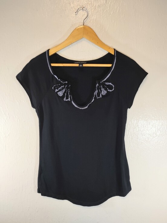 Banana Republic Tops - Banana Republic Dark Blue Short Sleeve Scoop Neck Top with Purlish Trim Women'sM